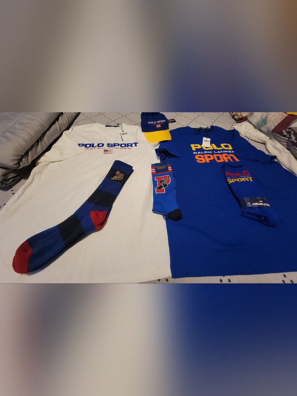 2 Polo Ralph Lauren Sport LARGE tshirts. 3 Pair of Polo socks. Polo Sport cap.